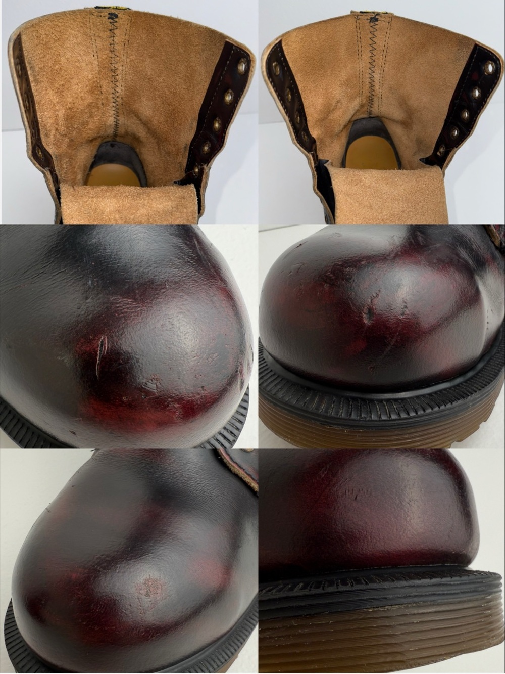 Vintage Dr. Martens 10 Eye Oxblood Red Black Rub Off Steel Toe MIE Boots UK 5 - Picture 15 of 16